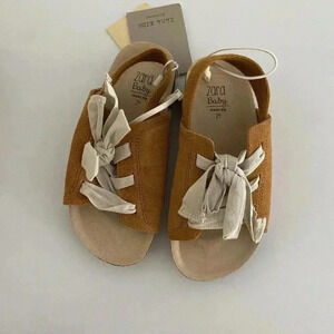 Zara Baby Girls Laced Leather Sandals Shoes EU 24 (US 8) NWT